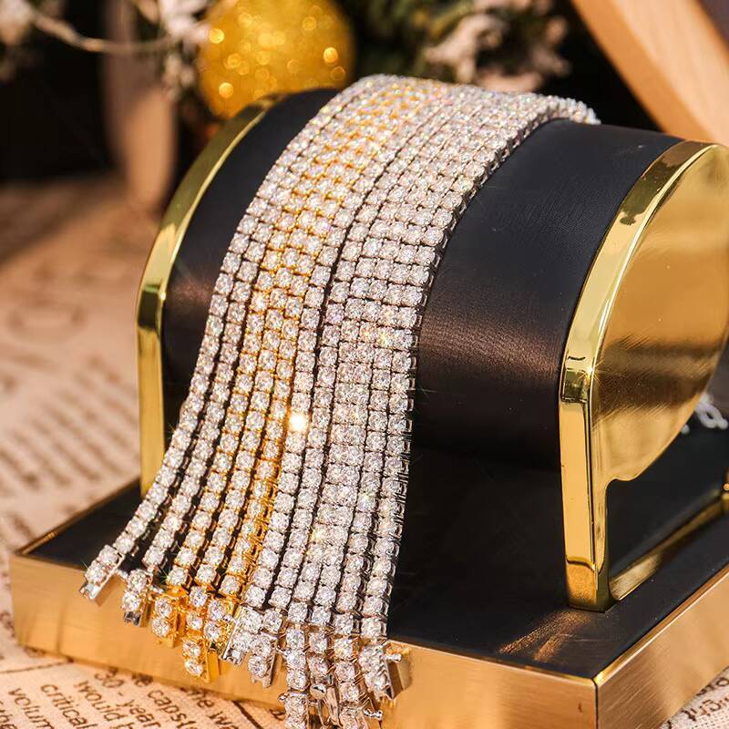 18k Gold Plated Moissanite Tennis Bracelet 2mm3mm4mm5mm Sterling Silver Women Fashion Tennis Bracelet Wholesale