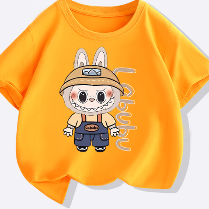 LABUBU Boys and girls short-sleeved T-shirt comfortable and soft pure cotton skin-friendly fabric children's T-shirt baby designer clothes Summer