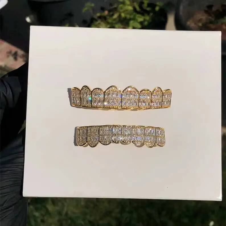 10K 14K 18K Vvs Moissanite Grillz Custom Gold Teeth Grillz With Round Brilliant Cut Hip Hop Jewelry Grilliz for Men Women