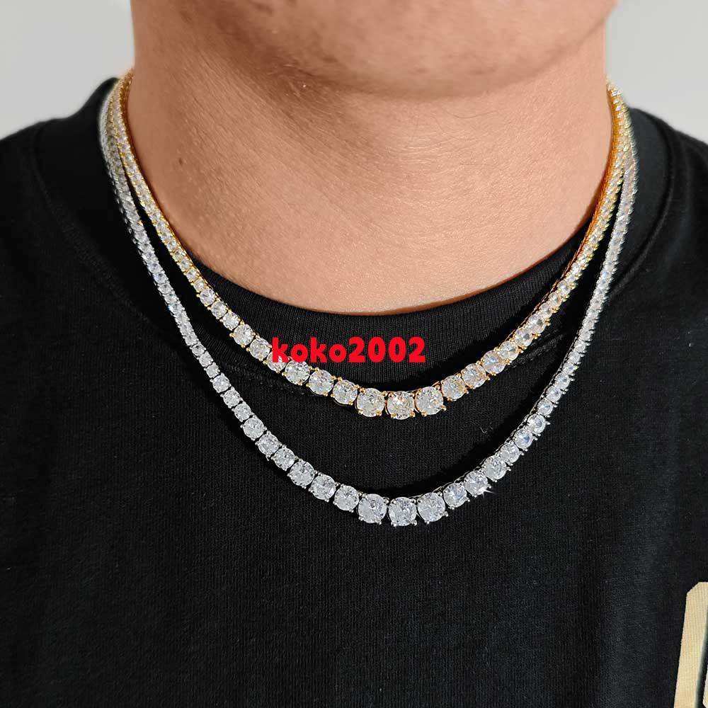 Cuba Chain VVS Moissanite Diamond Tennis Necklace 925 Sterling Silver Hip Hop Bracelet Versatile Jewelry Accessory