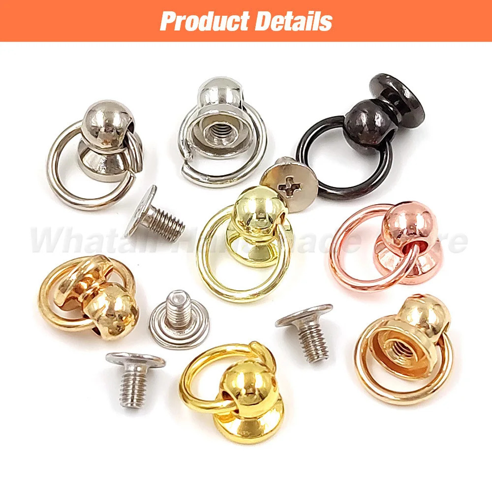20set 7/8/10mm Metal O Ring Stud Chicago Screw Rivet Ball Post Screwback With For Leathercraft Phone Case Decoration Accessories 250723
