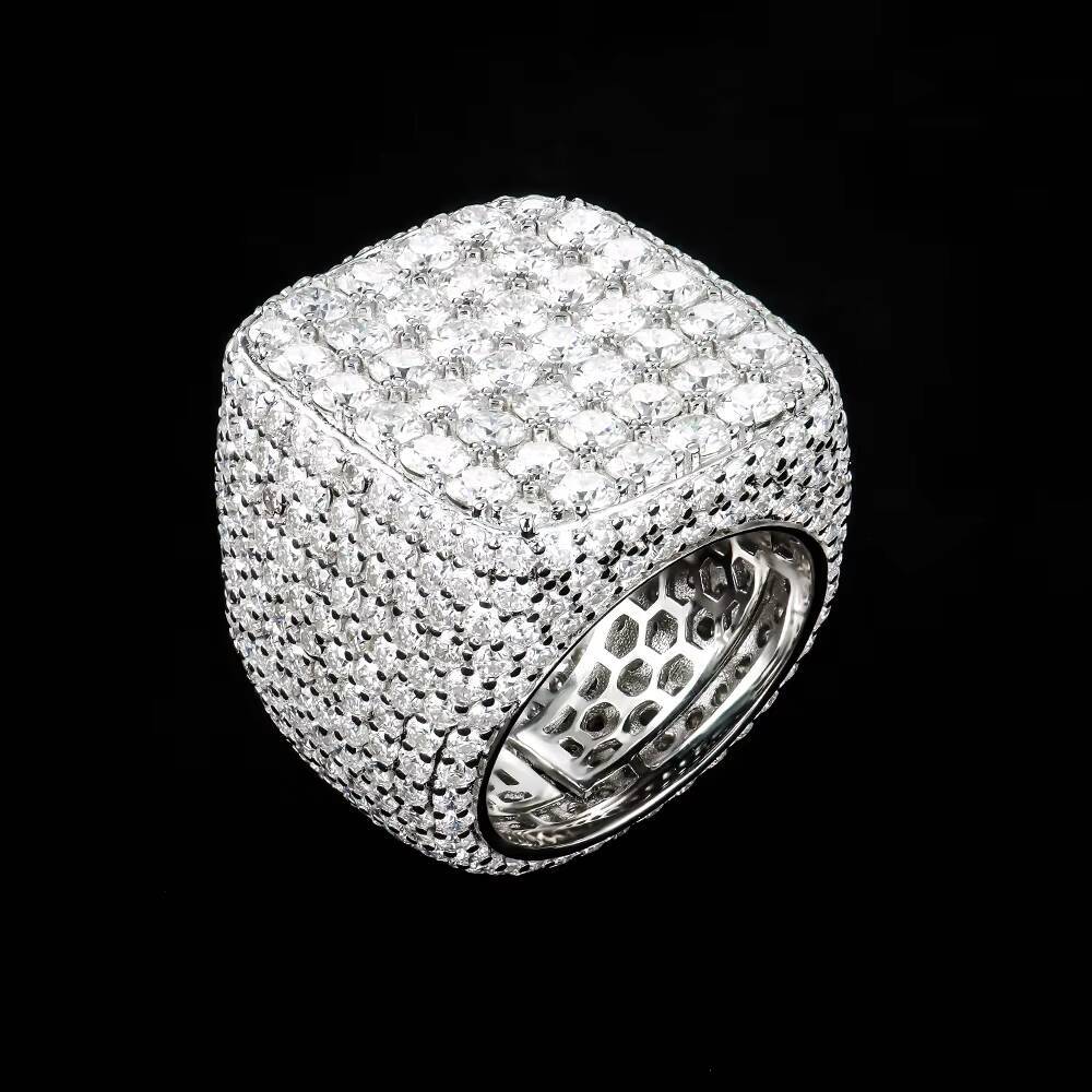 Custom Gra Certified Trending S925 Sterling Silver Jewelry Mossanite Diamond Iced Out Moissanite Cuban Big Ring for Hip Hop Men