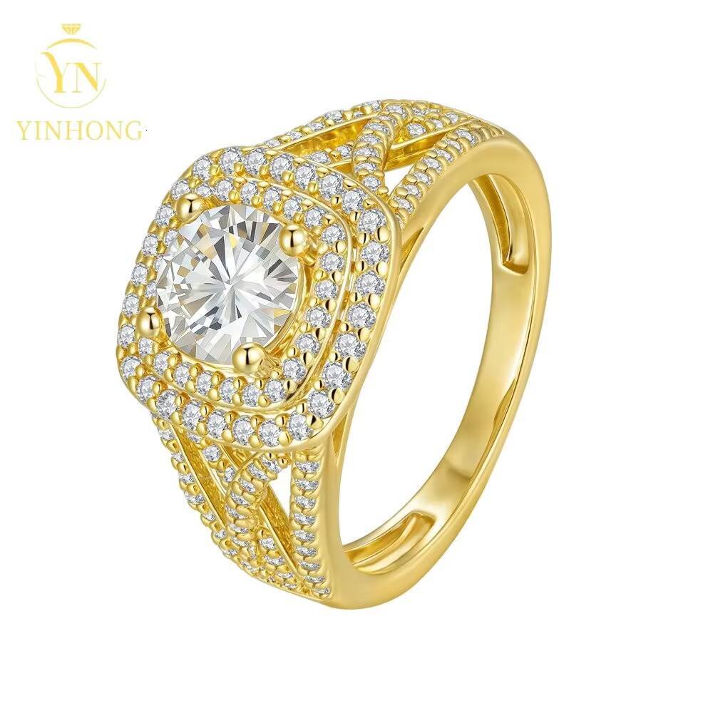 Wholesale Custom Solid Silver 925 Sterling Moissanite Womens Engagement Rings Cushion 18k Gold Plated for Parties