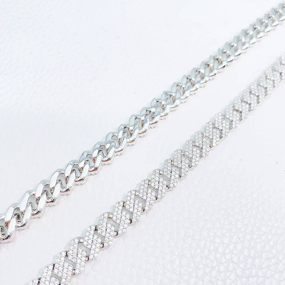 Trendy Cuban Chain Necklace Moissanite 8mm Diamond Iced Out Personalized Necklace 925 Sterling Silver