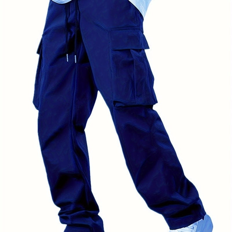 2024 Summer Mens Work Pants European and American Independent Station Drawstring Multi Pocket Casual 250717