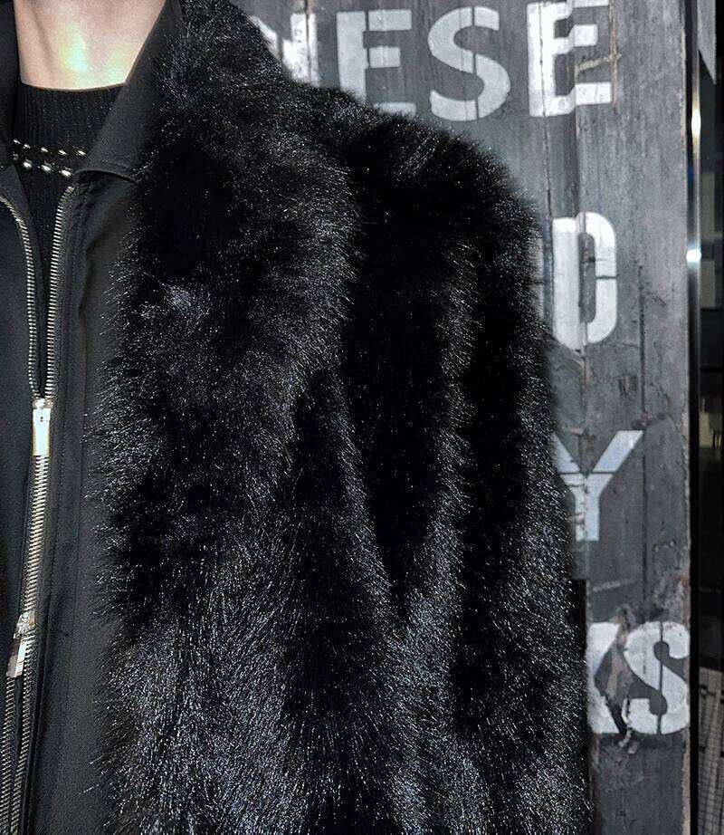Trendy Mink Men's Winter New Medium And Long Loose Comfort Simple Zipper Chic Solid Color Thickening Faux Fur Jackets