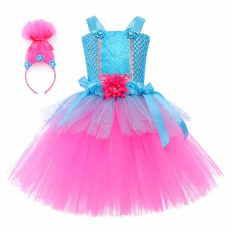 Trolls Tutu Dress for Girls Princess Poppy Birthday Costumes Carnival Par Costume Toddler Kids Pumpkin Dress Up Dres Z250725