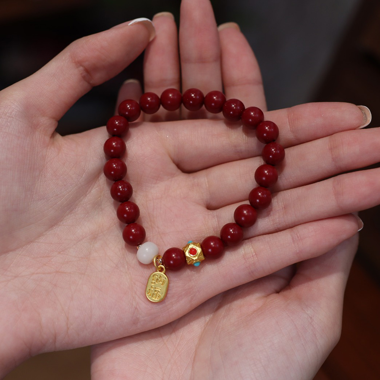 New Design Chinese Style Natural Purple Gold Sand White Jade Blessing Bracelet Vintage Gift for Girlfriend