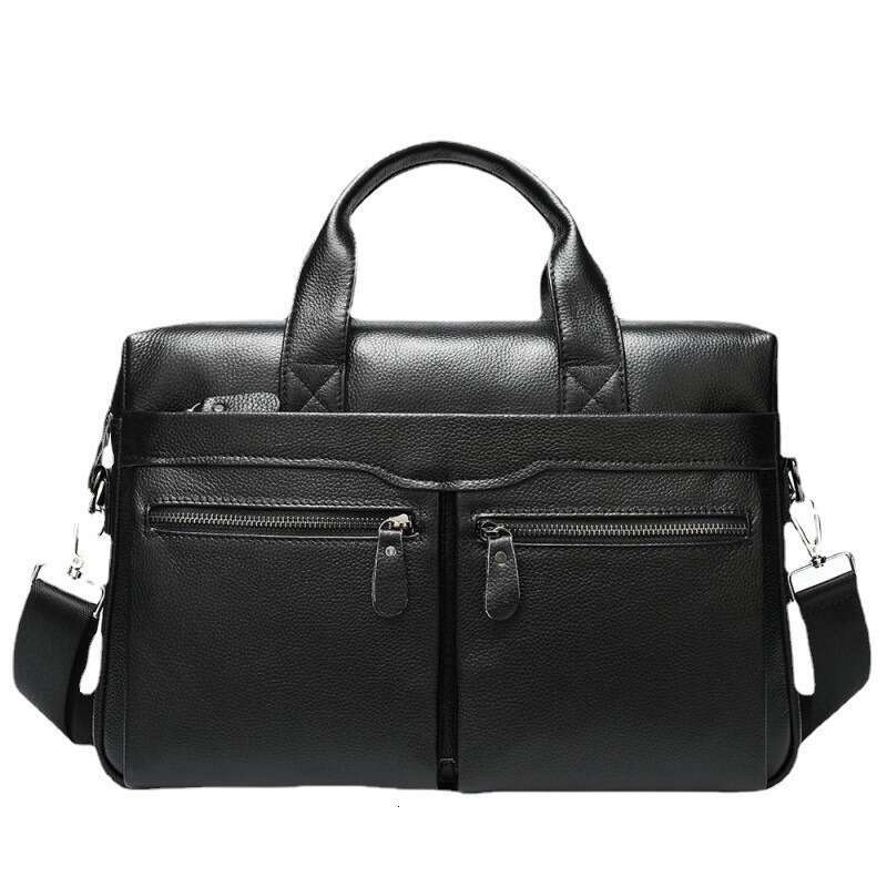 Genuine leather men's briefcase handbag high quality cowhide 15inch computer business Commuting Shoulder crossbody bag