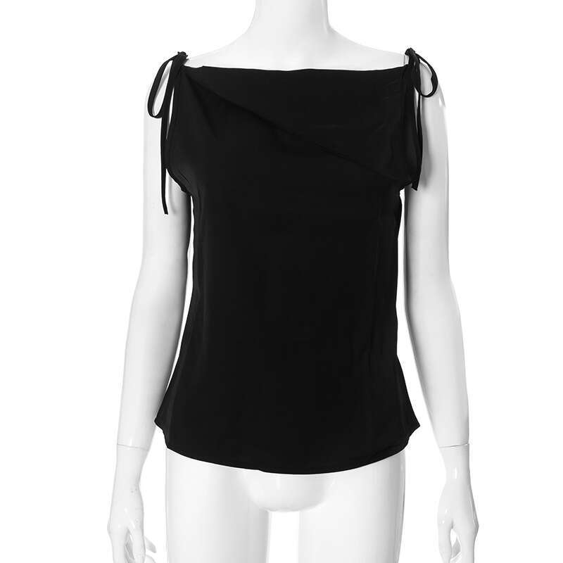 Ytp327 Women's Summer New Lace-Up Patchwork Double-Layer Irregular Tank Top T-Shirt B5