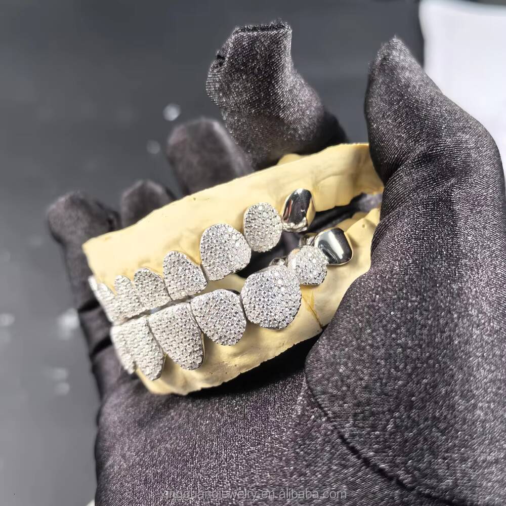 Custom Dental Grills Diamond Grillz 18K Gold Plated 925 Sterling Silver Iced Out VVS Moissanite Diamond Hip Hop Grillz for Teeth
