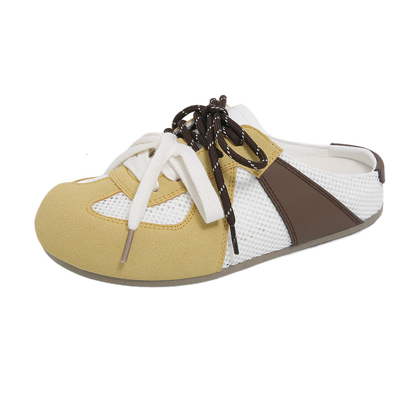 Ddmysports Spring Summer New Soft Sole Half Women Mesh Breathable Closed Toe Slippers Mandarin Duck Shoelaces Backless German Training Shoes Outdoor S