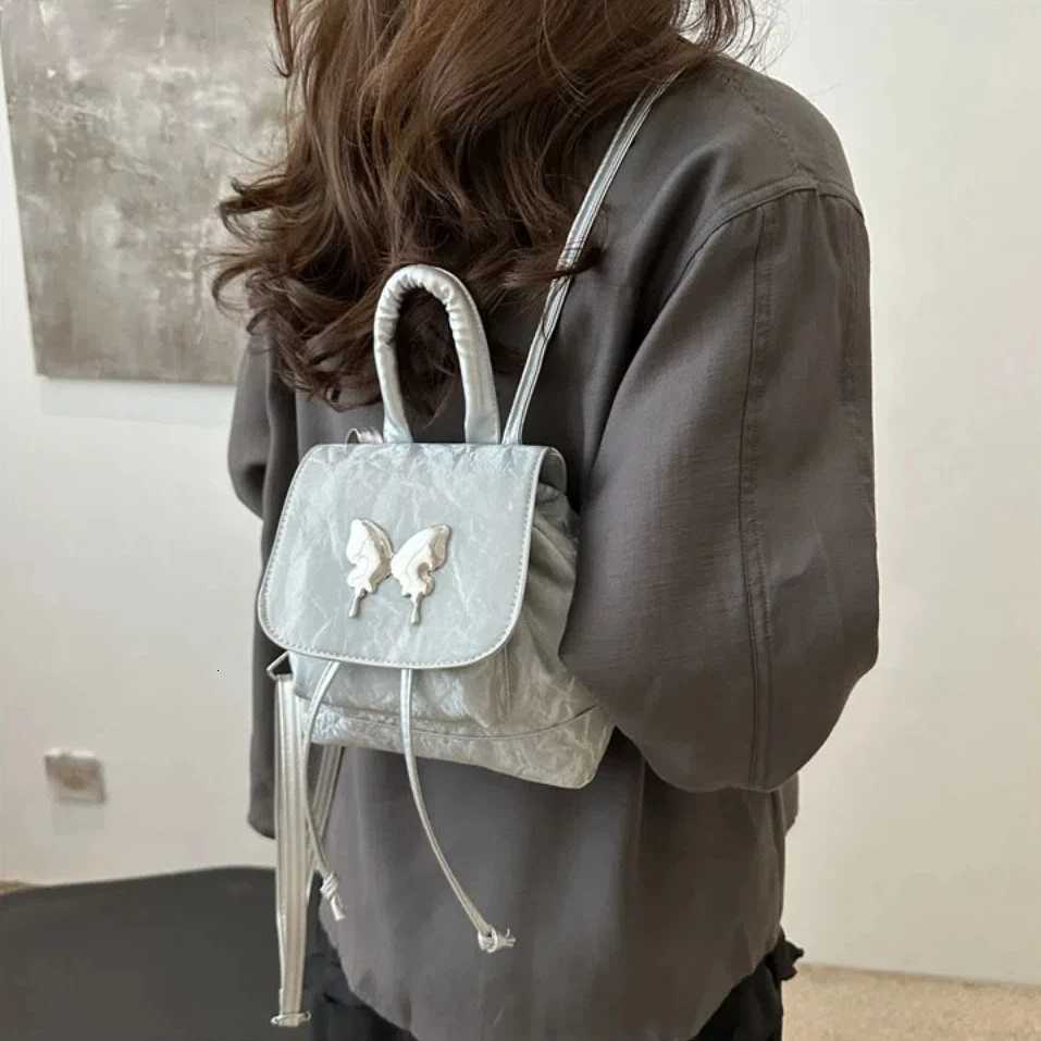 New PU Womens Backpack Solid Color Shoulder Bag High-capacity Mini Backpack for Ladies Y250724
