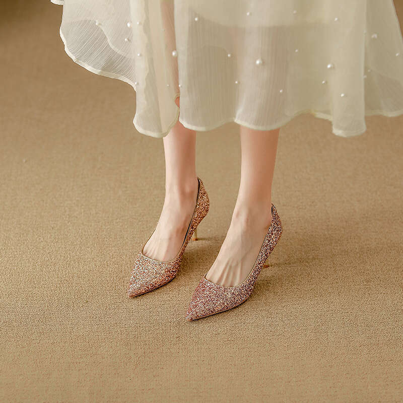 Wedding Xiuhe Bridal Two-Way Bride Shoes Genuine Leather Comfortable Breathable Non-Suffocating Banquet High Heels Women's High-End Feel
