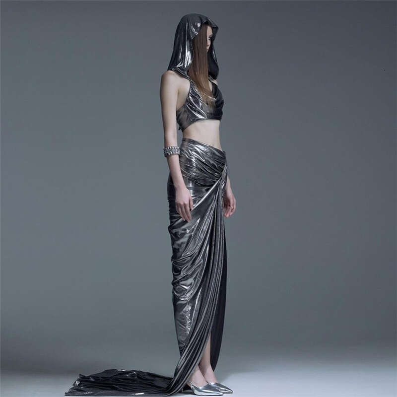 2024 Autumn New Women's Solid Color Slim Halter Neck Tank Top Fashion High Waist Skirt Set c0b