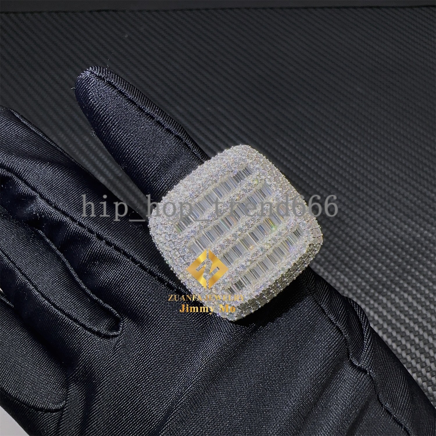 New Arrivals Iced Out Hip Hop Ring 925 Sterling Silver VVS1 Baguette Moissanite Man Pinky Ring