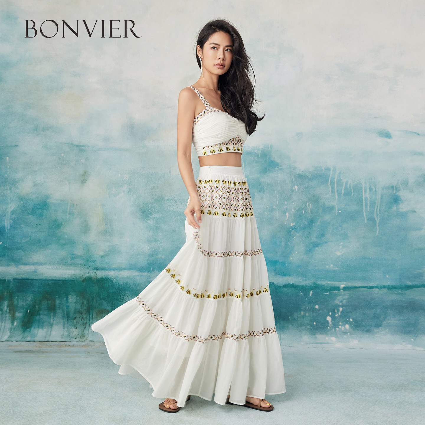 2025 Summer New South French Style Camisole Top Embroidered A-line Skirt Fashion Suit Women 6112787