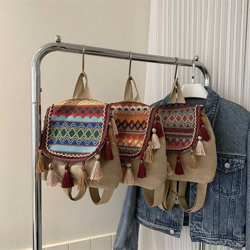 fringe natural style backpack bag fem fi personality commuting leisure senior sense travel backpack Y250724