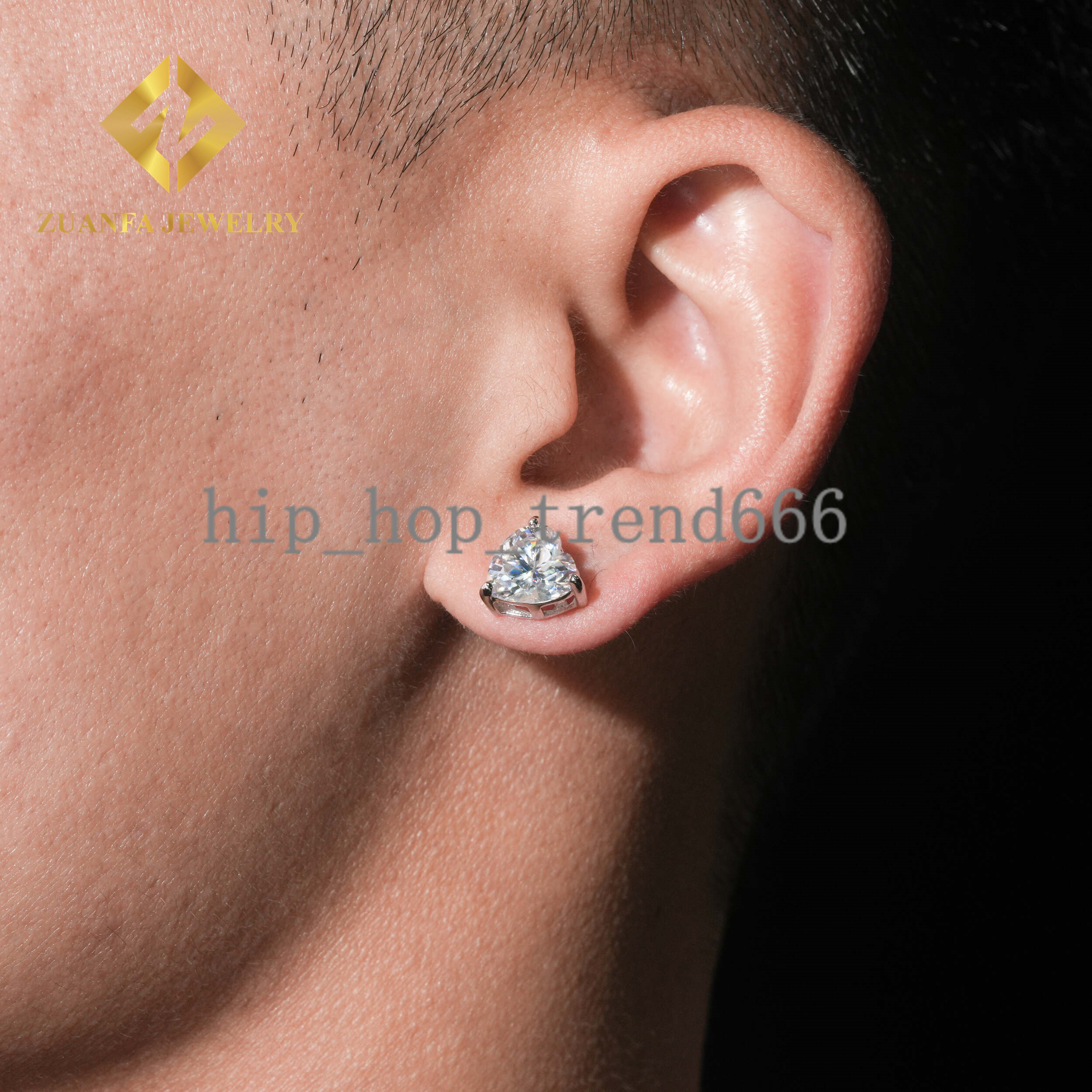 Pass Diamond Tester 925 Solid Silver D Color VVS Heart Shape Moissanite Stud Earrings Men Women Earrings Daily Wear