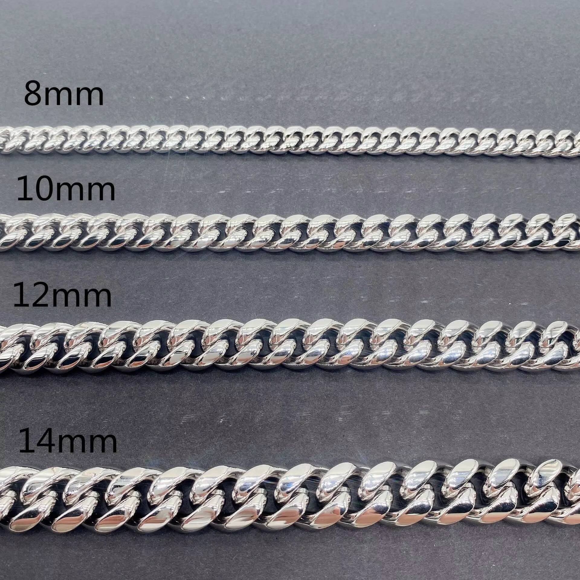 Hip Hop 8MM 10MM Stainless Cuban Chain with 925 Sterling Silver Moissanite Clasp Chain Necklace Bracelet for Men Jewelry