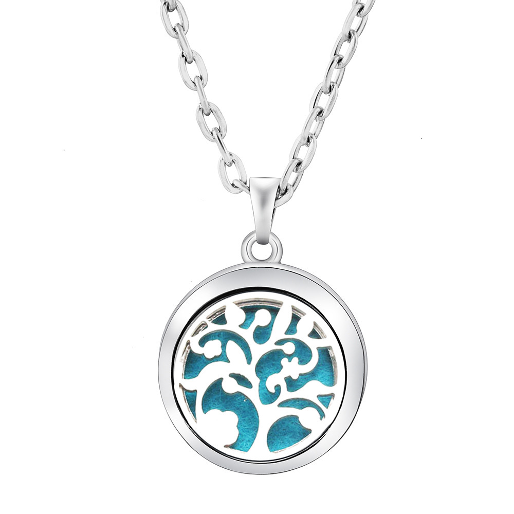 Tree Of Life Hollow Aromatherapy Pendant Essential Oil Necklace 15mm Stainless Steel Luxury Designer Necklace Diffuser Perfume Couple Jewelry