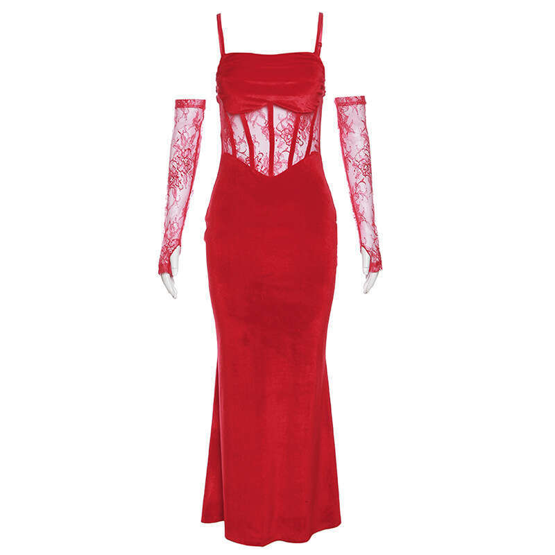 2023 Autumn Winter New Women's Solid Color Slim High Waist Fashion Off-Shoulder Strap Dress 498
