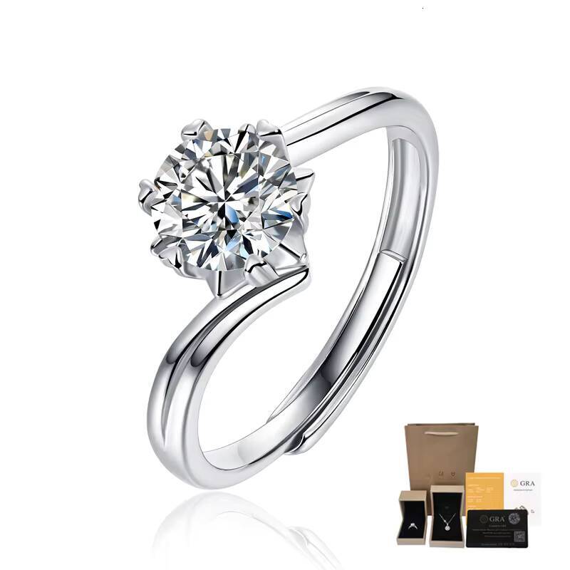 S925 Silver Moissanite Snowflake Adjustable Proposal Ring Advanced Luxury Genre Moissanite Rings