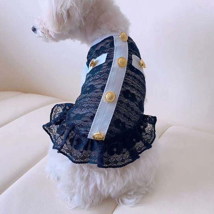 Pet Summer Lace Dress Little Chanel Style Small Dogs Cats Thin Milk Dog Clothes