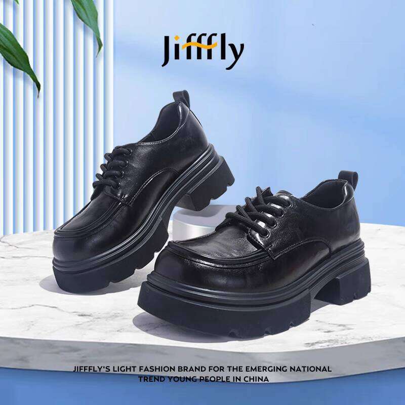 Jiffly Women's Thick Sole Loafers - British Style Casual Slip-On Shoes for Fall/Winter