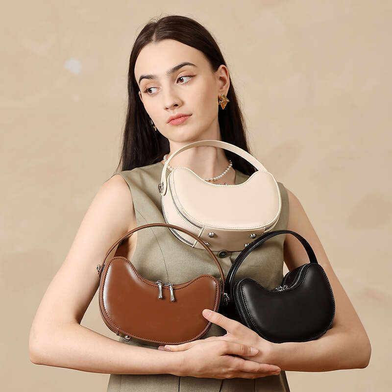 New Designer Luxury Niche Design Genuine Leather Apple Yuanbao Super Popular Summer Exquisite High-end Handbag Shoulder Crossbody Dumpling Bag for Wom