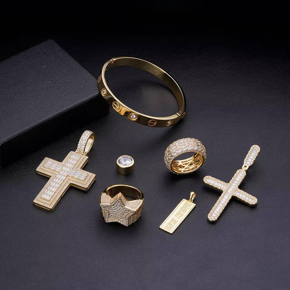 Wholesale Price Custom Diamond Moissanite Ring Men Vvs Hip Hop 925 Sterling Silver Vvs Jewelry Gold Zircon Rings for Men