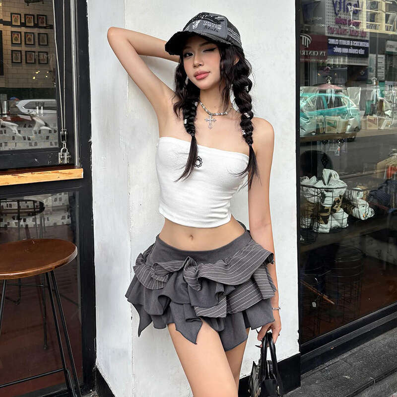 2025 Summer New Solid Color Trendy Irregular High Waist Slim Fit Elegant Versatile Women's Skirt 3d6