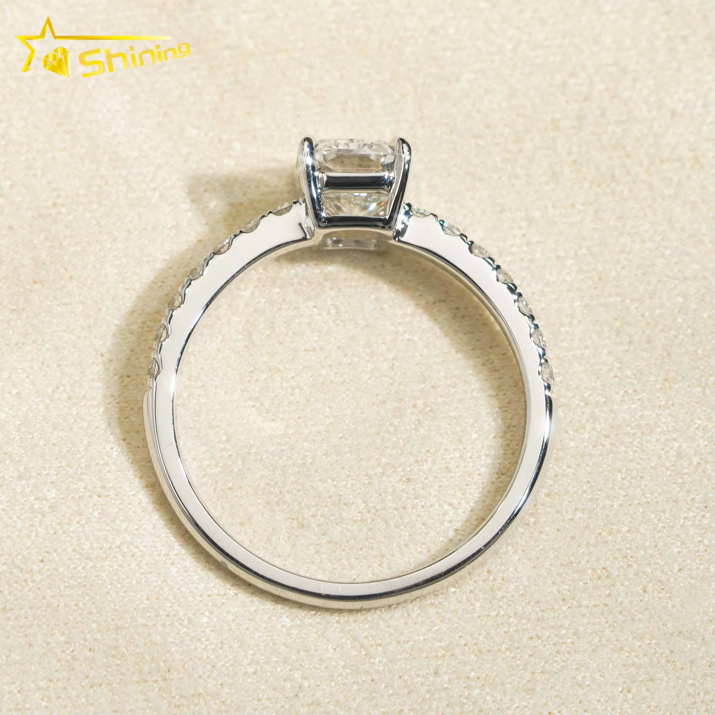 Emerald Cut 1.5ct VVS1 Lab Grown Diamond CVD Mirco Pave Engagement Ring 18K Solid Gold Wedding Ring