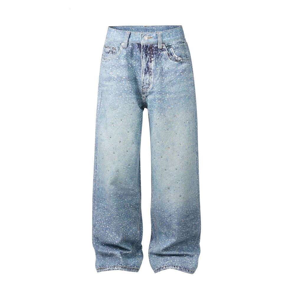 2025 American Style Straight Hot Dia 3D Printing Men's Retro Jeans Hip-Hop Chic Trousers Trendy Male Denim Pants