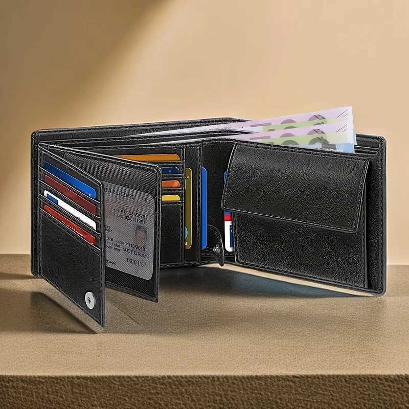 YATBEST Mens Wallet RFID Anti-Theft Brush Loose Leaf Three Fold Wallet Large Capacity With Zero Money Bag Bag Z250725