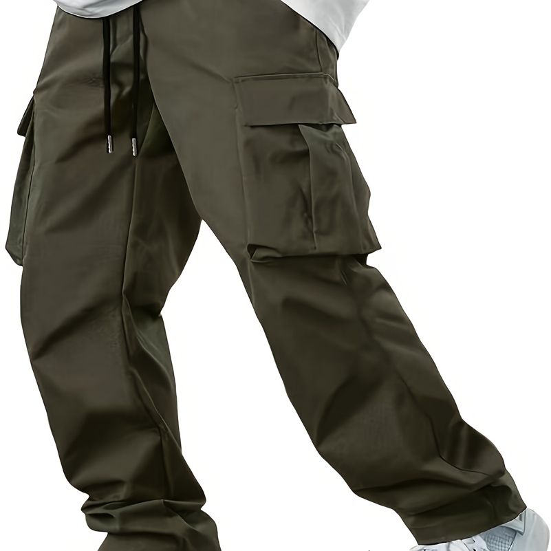2024 Summer Mens Work Pants European and American Independent Station Drawstring Multi Pocket Casual 250717