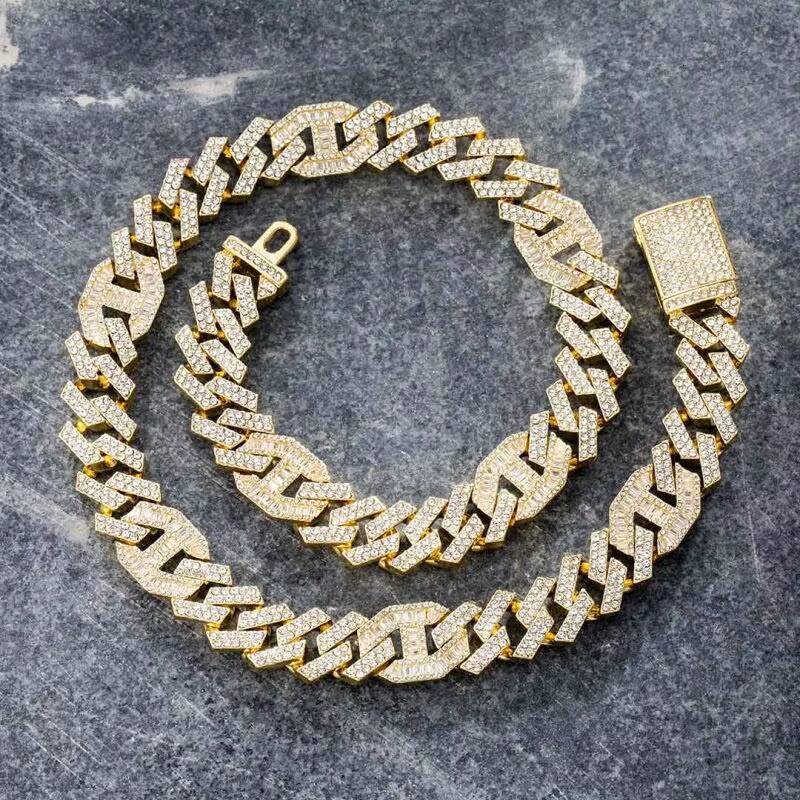 Custom Moissanite Cuban Link Chain Iced Out Hip Hop Necklace for Men 18K Gold Plated VVS Bling Jewelry Wholesale Supplier