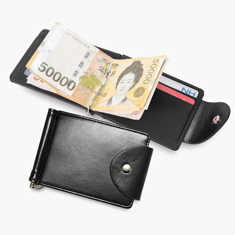 New Fashion Short Small Mens Leather Money Clip Wallet With Metal Clamp Mini Purse For Male Cash Holder 4 Colors Z250725