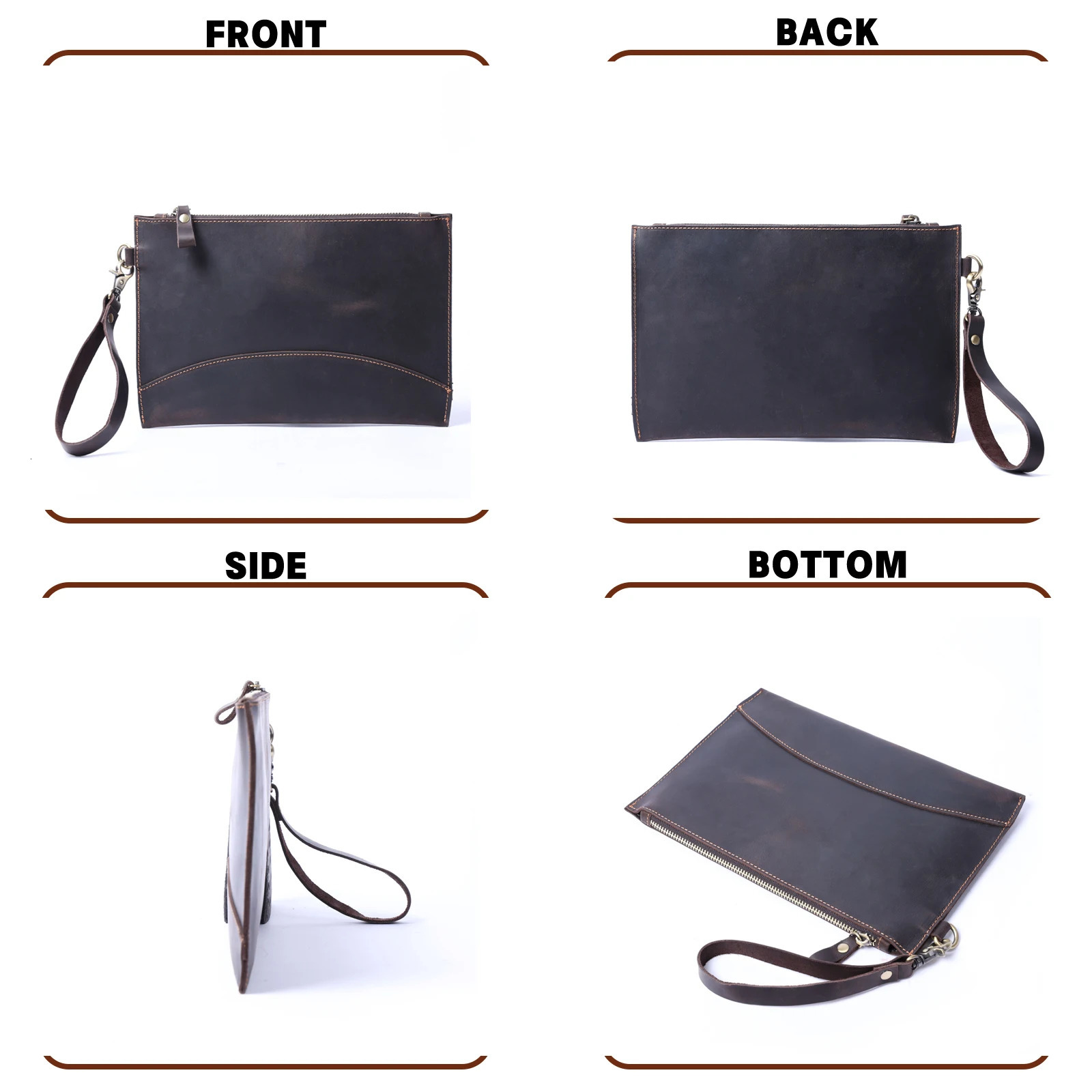 Vintage Genuine Leather Mens Clutch Bag Long Wallet For Men First Layer Leather Purse Retro Card Holder Phone Holder 250723