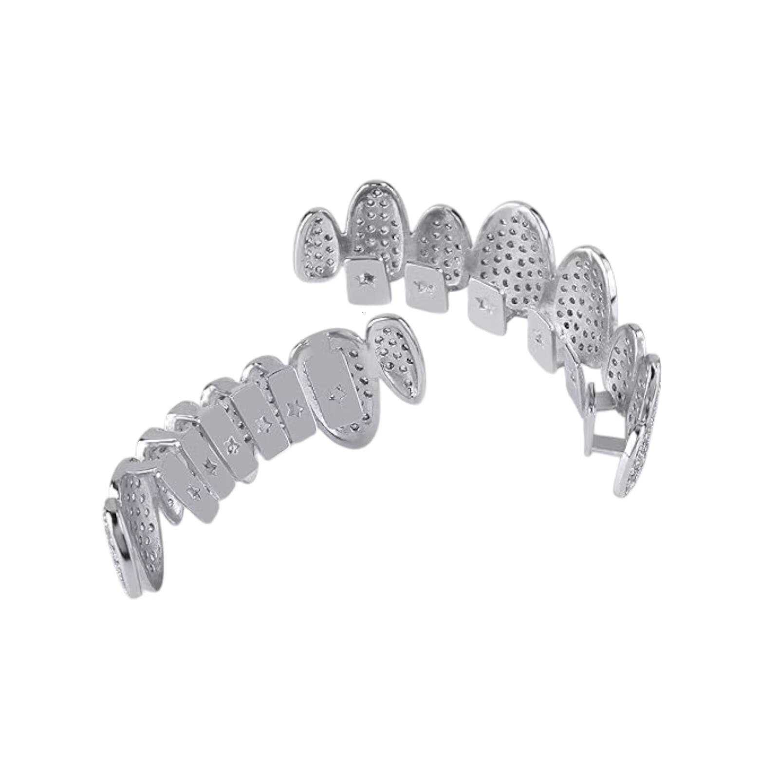 Hip Hop Iced Grillz High Quality Sterling Silver VVS Clarity Moissanite Diamond Teeth Decoration for Gift