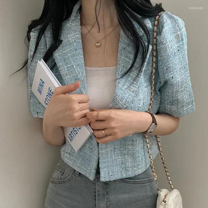 Women's Jackets Korean Chic Small Fragrant Tweed Coat Women Suit Collar Loose Sleeve Short Spring Summer 2025 Outerwear Tops