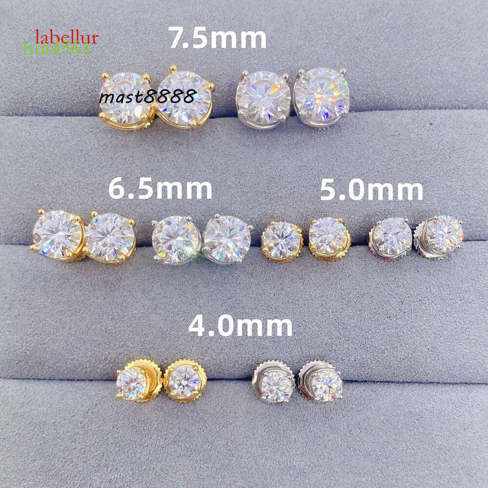 Hot Sale Earring Ear Stud Mini Gold Plated Screw Back Vvs Mens Moissanite Earrings