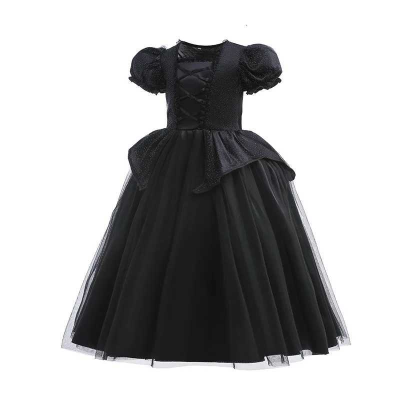 Girl Black Witch Cosplay Dress With Wings Kids Halloween Carnival Evil Queen Dress Up Costume 2-10 Yrs Sequin Ruffles Outfits Z250725