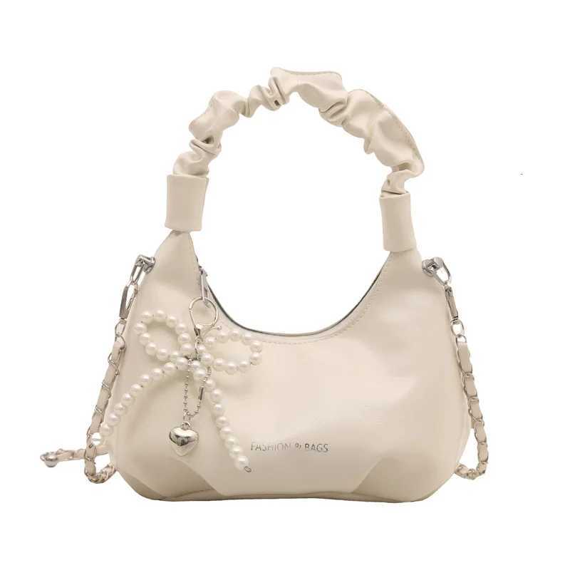 Reliable pleated handbag for women bow tie pendant reliable shoulder bag simple and stylish crossbody bag chain trend Y250725