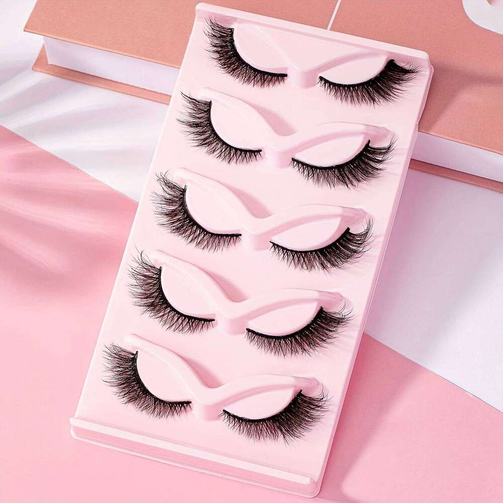 5 Pairs Full Cat Eye Look 15mm Tail Elongated Fluffy Volumized Eyelashes Faux Mink Strip False Lashes