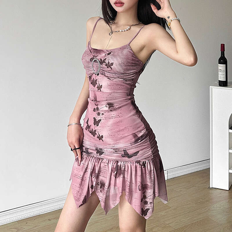 2024 Spring New Women's Solid Color Slim High Waist Fashion Strap Sleeveless Backless Dress 83b