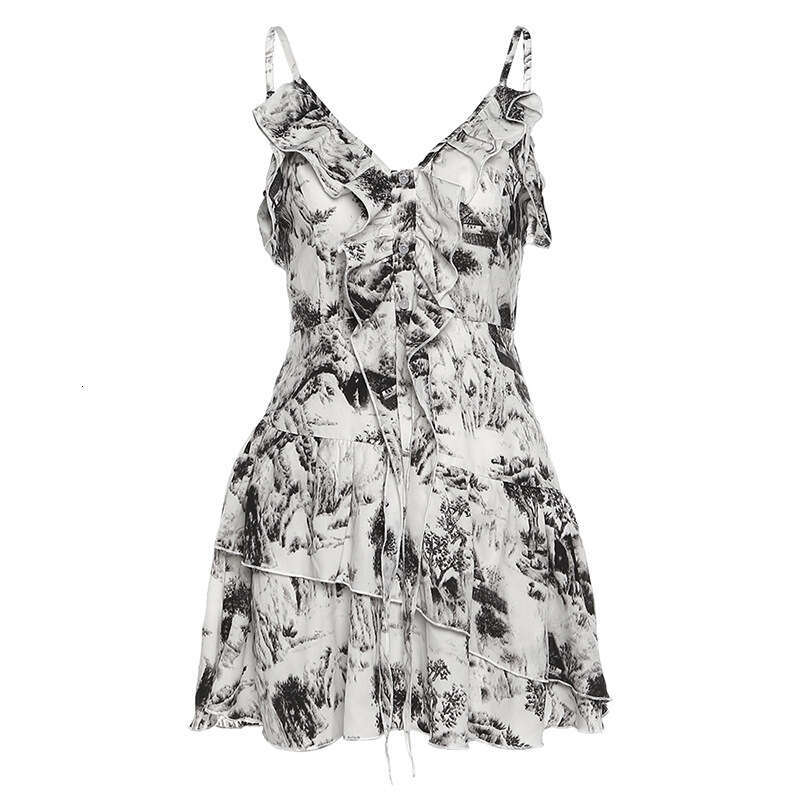 2022 Summer New Fashion Women's Small Floral Sexy Strap Waist Dress a4c