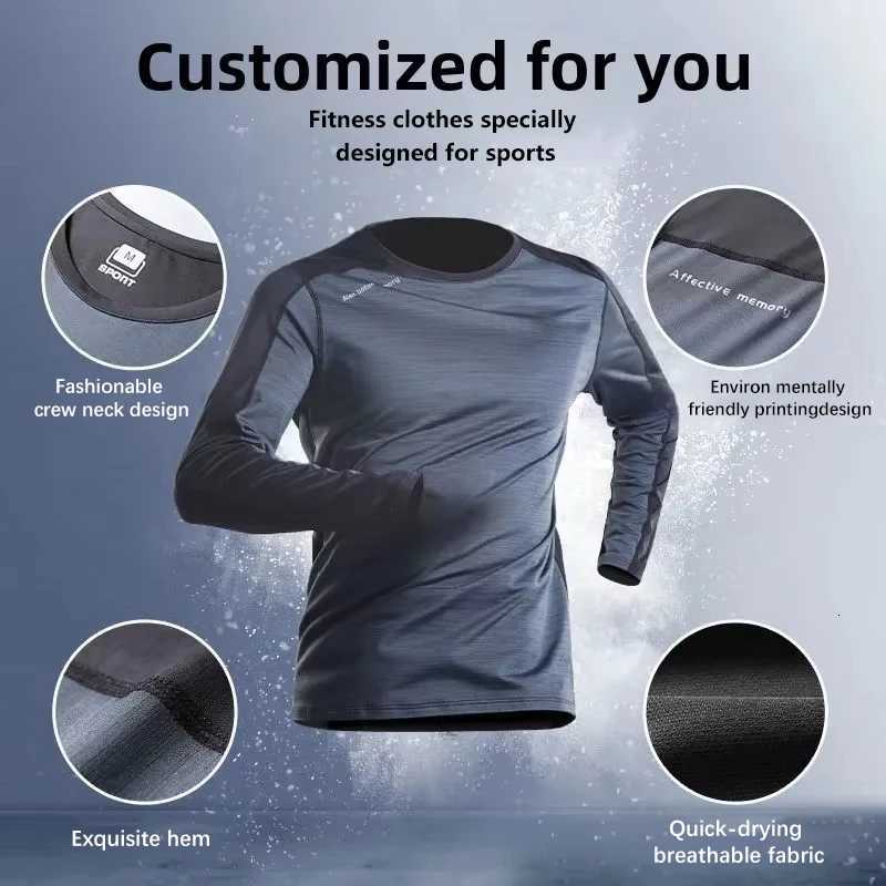 Mens Quick-Drying Spring Sports Long Sleeve T-Shirt for Gym Outdoor Running Basketball Athletic Training Mens Clothing Tops Y250724