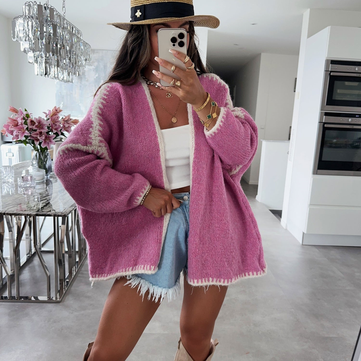 new Free shipping designer sweater for women Casual sweater fashionable and warm simple and loose knit jacket