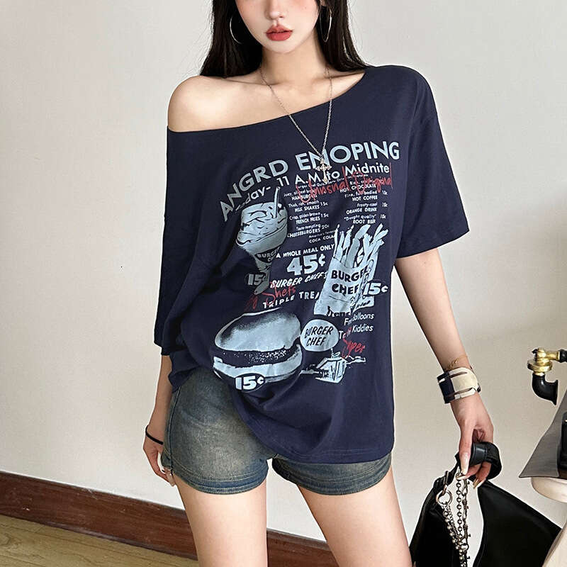 Women's Clothing 2025 Summer New Street Fashion Printed Loose Short Sleeve Round Neck T-Shirt for Women 4f1